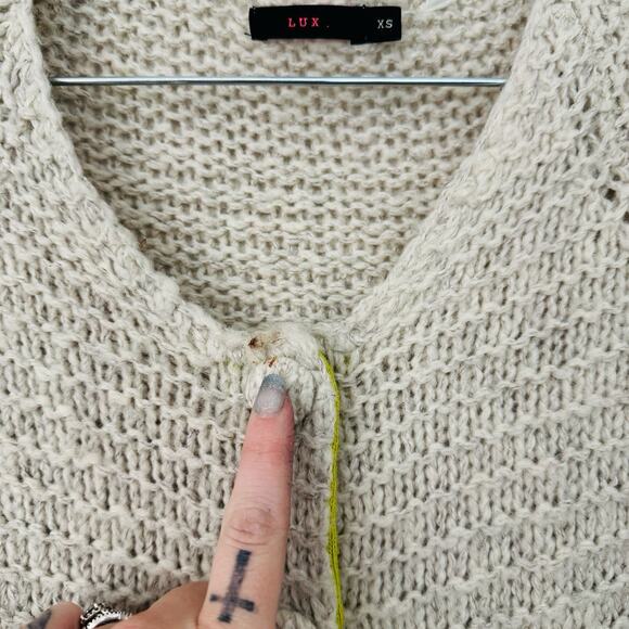 Lux Knit Button Up Cardigan Tan Wool Blend Women’s Size XS - Picture 2 of 9